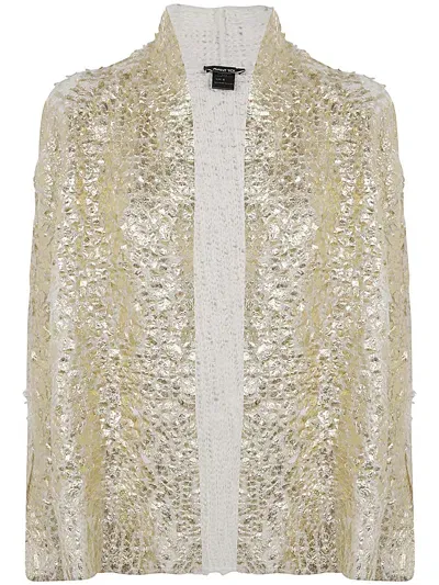 Avant Toi Cardigan Fur Stitch Laminated Effects In White