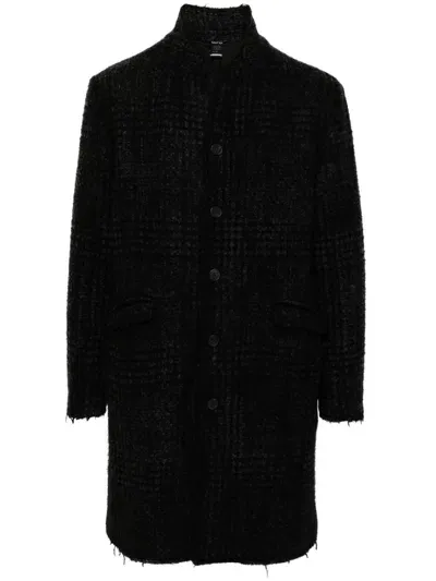 Avant Toi Checked Coat In Black