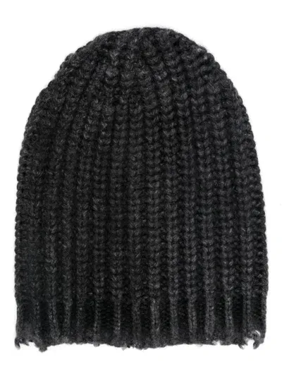 Avant Toi Distressed Finish Beanie In Black