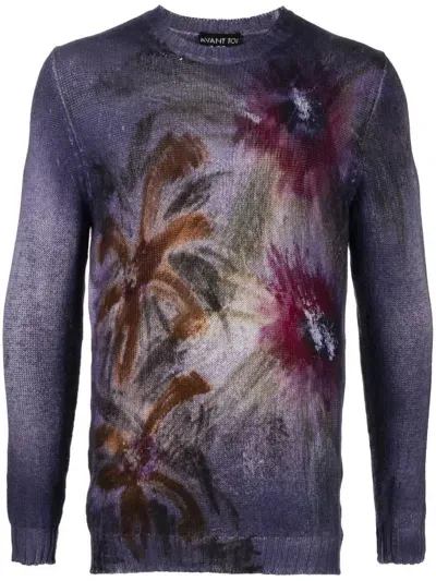 Avant Toi Floral Pattern Cashmere Jumper In 紫色