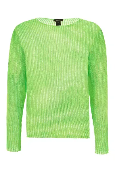 Avant Toi Fluo Green Mesh Sweater In 00685