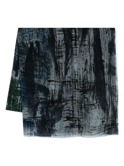 Avant Toi Graphic-print Scarf In Blue