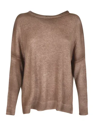 Avant Toi Round Neck Plain Sweater In Brown