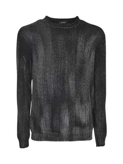 Avant Toi Round Neck Ribbed Sweater In Black