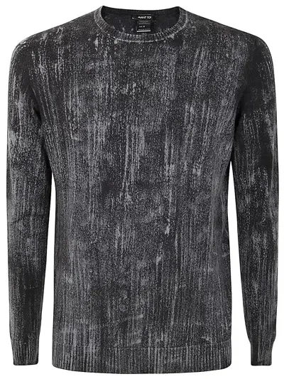 Avant Toi Tonal Effect Round Neck Reversible Pullover In Black