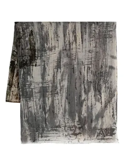 Avant Toi Abstract-print Scarf In Brownie