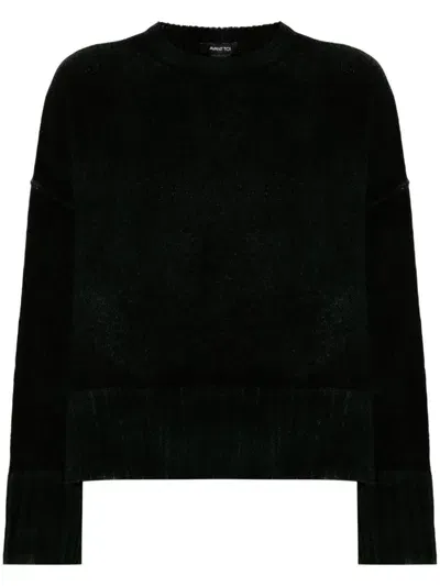 Avant Toi Wool Adn Cashmere Blend Crewneck Sweater In Verde Scuro