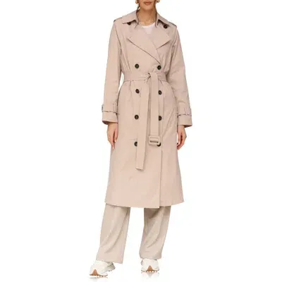 Avec Les Filles City Relaxed Water Resistant Belted Trench Coat In Tan