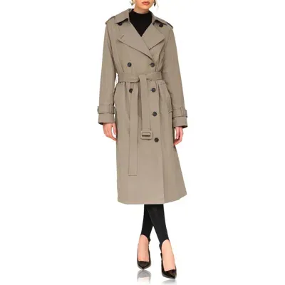 Avec Les Filles City Relaxed Water Resistant Belted Trench Coat In Green Grey