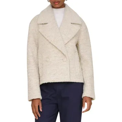 Avec Les Filles Cocoon Wool Blend Peacoat In Cream Multi