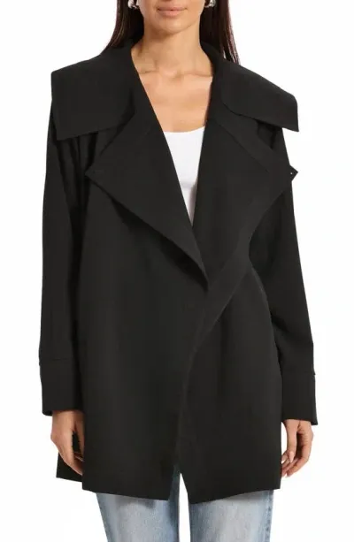 Avec Les Filles Drape Trench Coat In Black