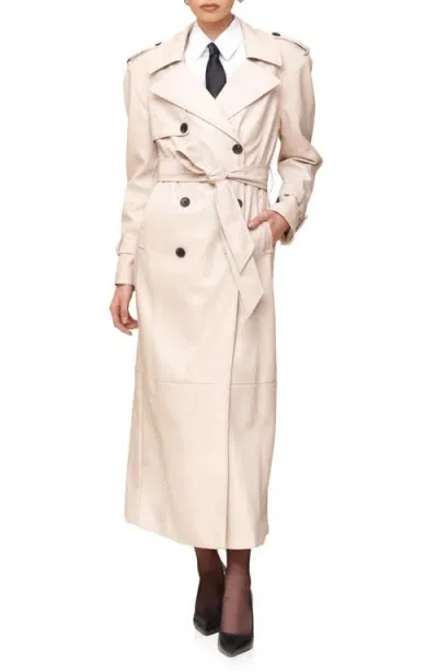 Avec Les Filles Faux-ever Leather™ Maxi Trench Coat In Birch