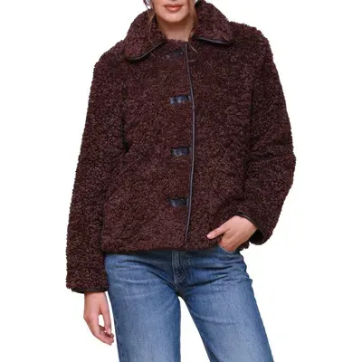 Avec Les Filles Faux Shearling Teddy Coat With Faux-ever Leather™ Trim In Espresso