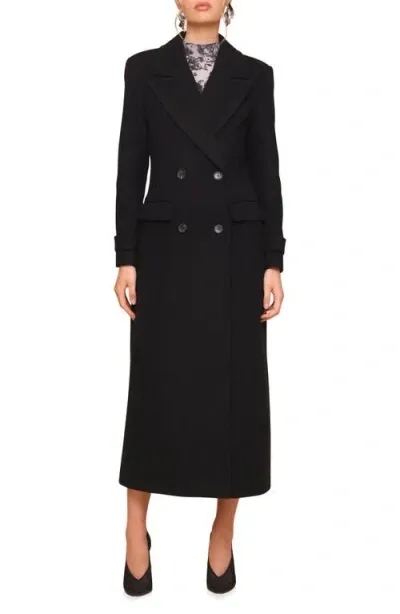 Avec Les Filles Padded Shoulder Longline Coat In Black