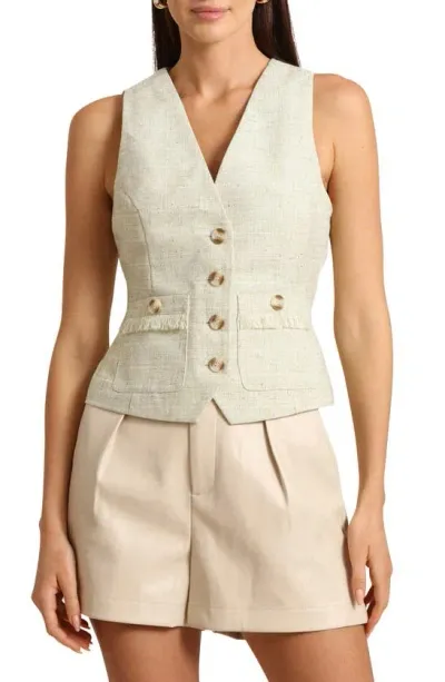 Avec Les Filles Tweed Suit Vest In Green