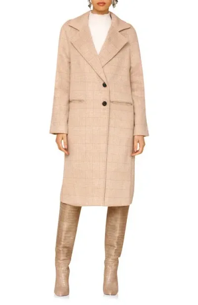 Avec Les Filles Walker Raglan Coat In Soft Brown Plaid