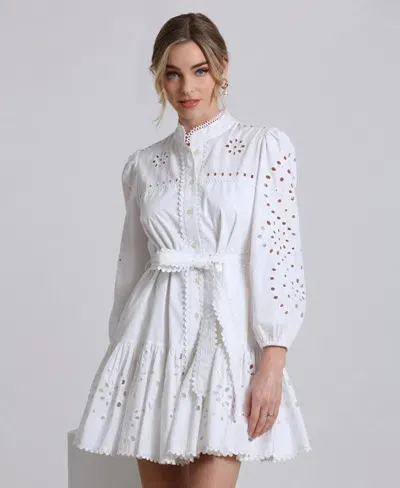 Avec Les Filles Women's Eyelet Shirtdress In White