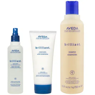 Aveda Brilliant Trio- Shampoo, Conditioner & Hair Spray In White