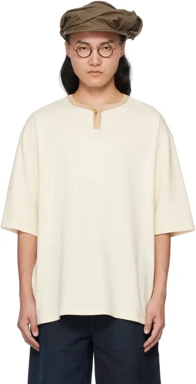 Aviva Jifei Xue Beige Dropped Shoulder Henley In Ss24-sshs-nj