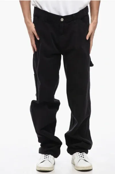 Awake New York Lightweight Cotton Casual Pants With Belt Loops In Black