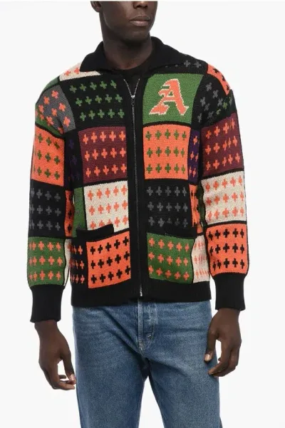 Awake New York Patterned Sweater With Zip Closure In Multi