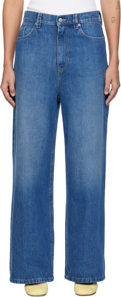 Axel Arigato Blue Clara Wide-leg Jeans In Mid Blue