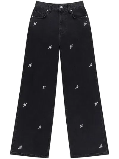 Axel Arigato Clara Wide-leg Jeans In Black