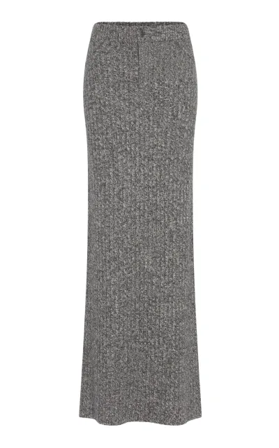 Aya Muse Cari Ribbed Cashmere Maxi Skirt In Grey