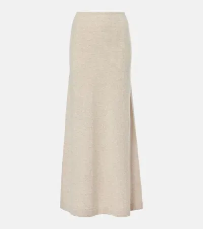 Aya Muse Luna Cashmere Maxi Skirt In Beige