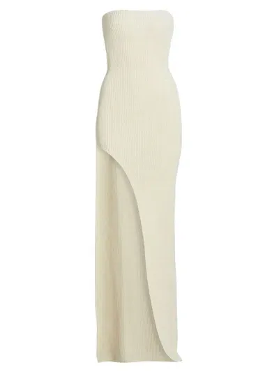 Aya Muse Women's Baika Rib-knit Strapless Column Gown In Off White