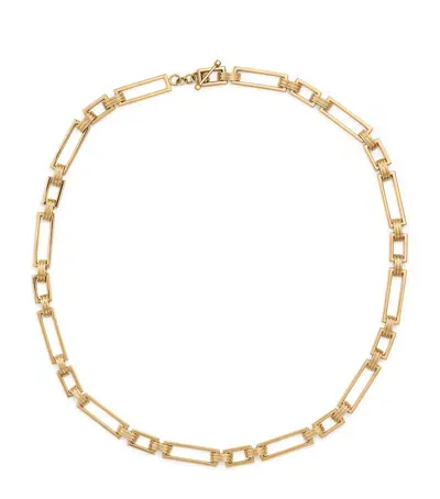 Azlee Yellow Gold Deco Link Chain Necklace