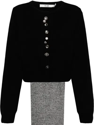 B+ab Embellished Button Cardigan Set In Black