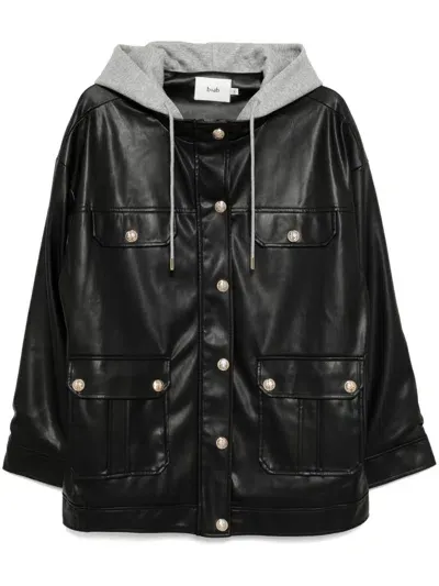 B+ab Gold-tone Buttons Hood Jacket In Black