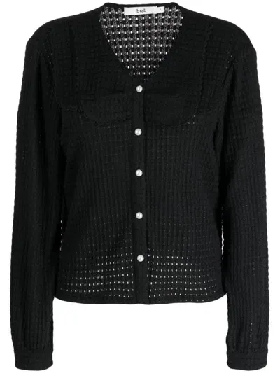 B+ab Open-knit Button-down Cardigan In Black