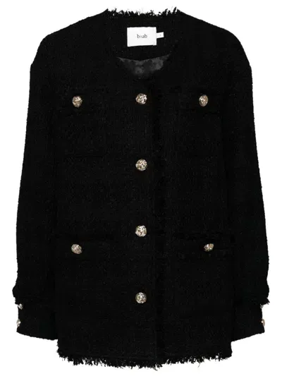 B+ab Tweed V-neck Jacket In Black