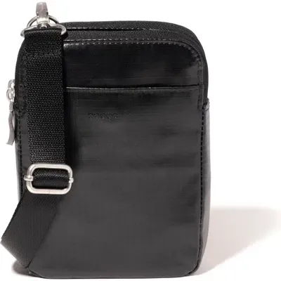 Baggallini Modern Take Two Rfid Crossbody Bag In Black Gloss Ripstop