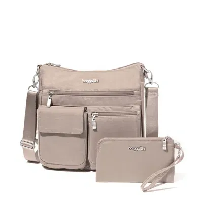 Baggallini Women's Modern Everywhere Slim Crossbody Bag With Rfid Wristlet In Beige