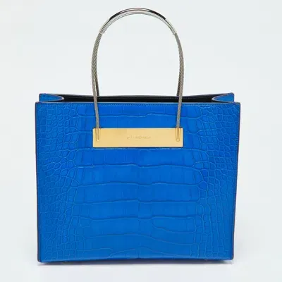 Pre-owned Balenciaga Blue Alligator Leather Cable Handle Tote