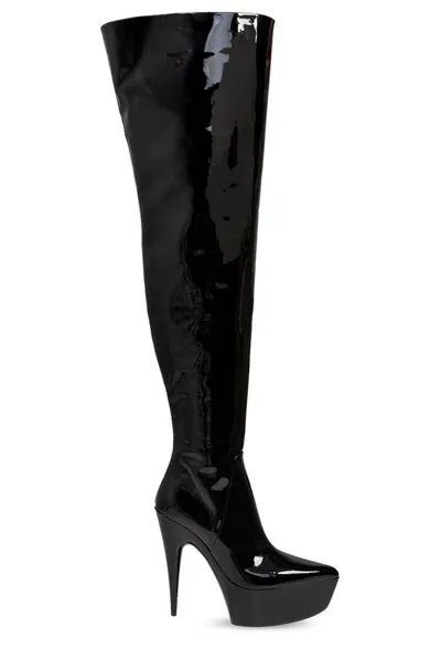 Balenciaga Over The Knee Patent Boots In Black