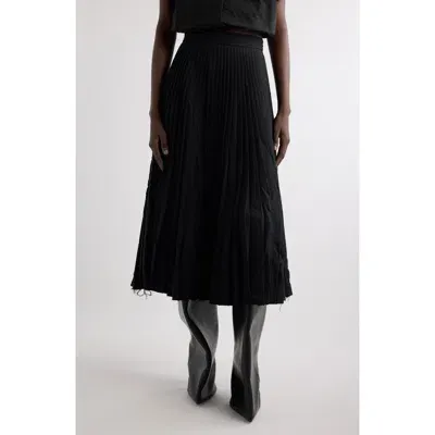 Balenciaga Pleated Wool Skirt In Black