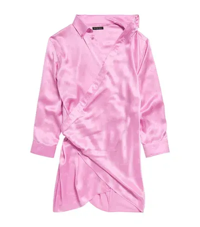 Balenciaga Silk Jacquard Mini Wrap Dress In Pink