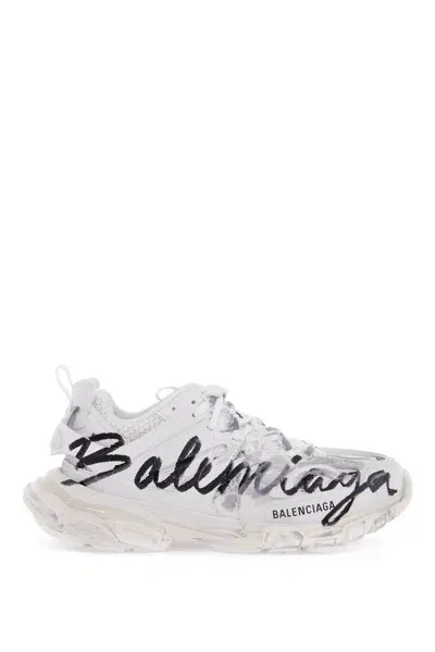 Balenciaga Track Signature Sneakers In White