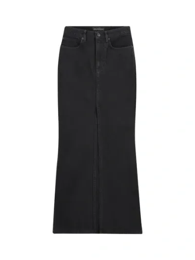 Balenciaga Centre Slit Denim Pencil Skirt In Black