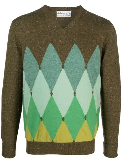 Ballantyne Argyle-intarsia Knit Jumper In Green