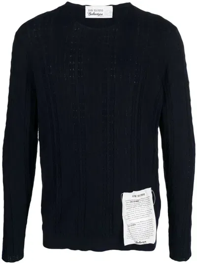 Ballantyne Crew-neck Pointelle-knit Jumper In Blue