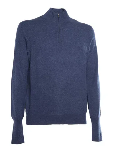 Ballantyne Half Zip Pullover In Blue