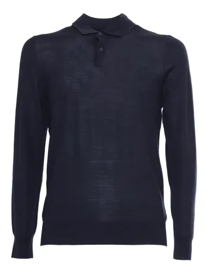 Ballantyne Polo Neck Pullover In Blue