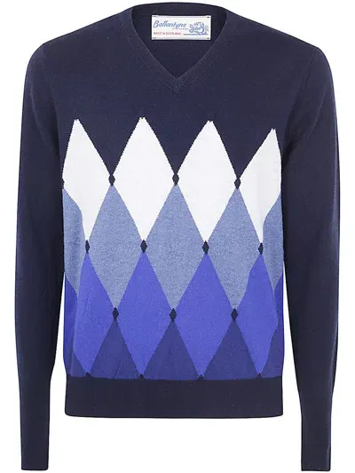 Ballantyne V Neck Pullover Clothing In Blue