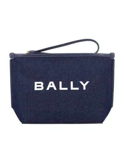 Bally Bar Denim Pouch In Blue