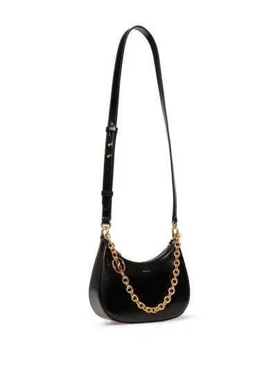 Bally Ellipse Leather Shoulder Bag In Black